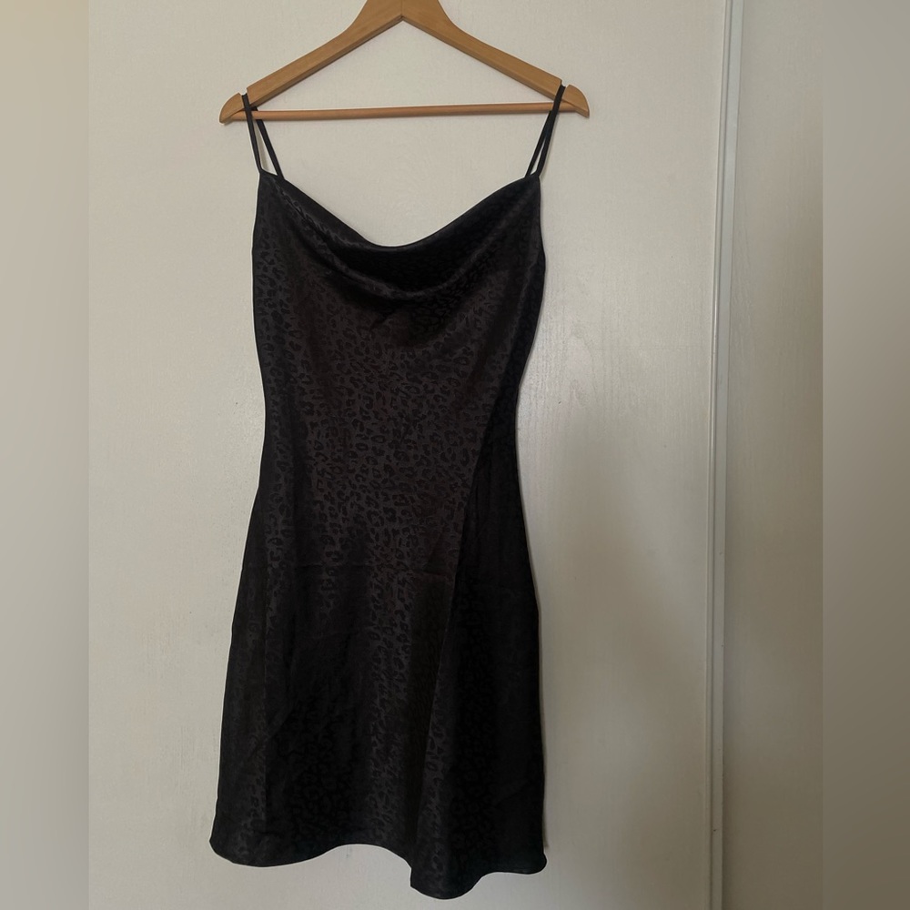 Mini Black Cheetah Print Cowl Neck Dress